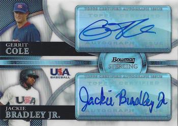 2010 Bowman Sterling - USA Baseball Dual Autographs Refractors #BSDA-12 Gerrit Cole / Jackie Bradley Jr. Front
