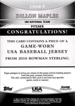 2010 Bowman Sterling - USA Baseball Relics #USAR-9 Dillon Maples Back