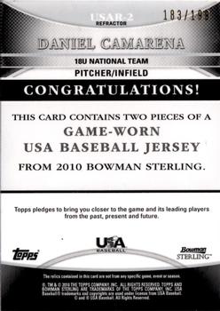 2010 Bowman Sterling - USA Baseball Relics Refractors #USAR-2 Daniel Camarena Back