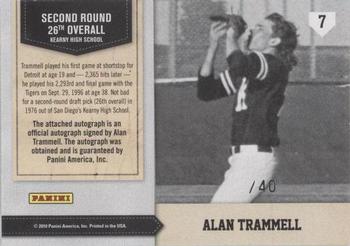 2010 Donruss Elite Extra Edition - Draft Hits Autographs #7 Alan Trammell Back