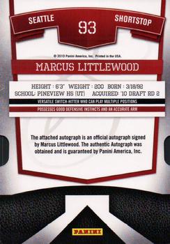 2010 Donruss Elite Extra Edition - Signature Aspirations #93 Marcus Littlewood Back