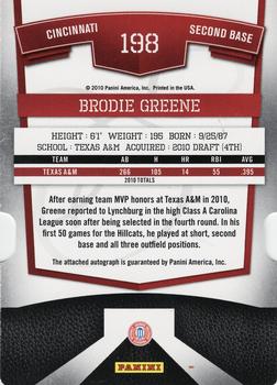 2010 Donruss Elite Extra Edition - Signature Aspirations #198 Brodie Greene Back