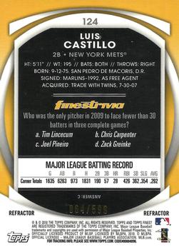 2010 Finest - Refractors #124 Luis Castillo Back