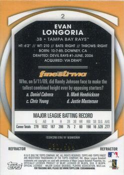 2010 Finest - Refractors #2 Evan Longoria Back