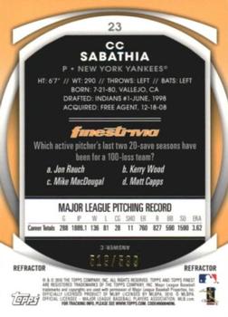 2010 Finest - Refractors #23 CC Sabathia Back