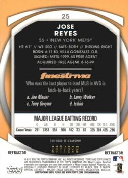 2010 Finest - Refractors #25 Jose Reyes Back