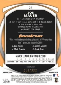 2010 Finest - Refractors #27 Joe Mauer Back