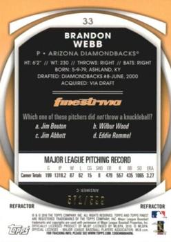 2010 Finest - Refractors #33 Brandon Webb Back