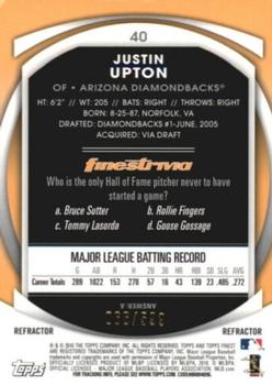 2010 Finest - Refractors #40 Justin Upton Back