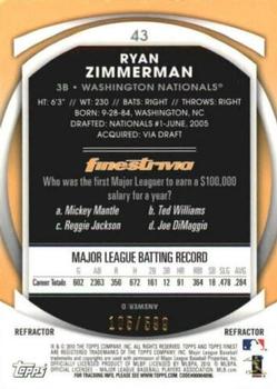 2010 Finest - Refractors #43 Ryan Zimmerman Back