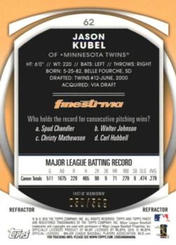 2010 Finest - Refractors #62 Jason Kubel Back