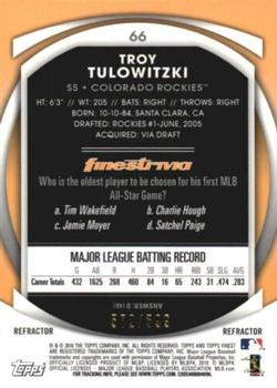 2010 Finest - Refractors #66 Troy Tulowitzki Back