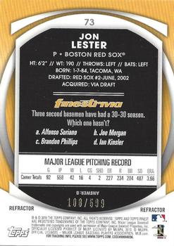 2010 Finest - Refractors #73 Jon Lester Back