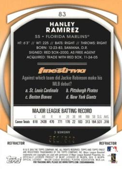 2010 Finest - Refractors #83 Hanley Ramirez Back