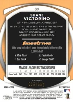 2010 Finest - Refractors #89 Shane Victorino Back