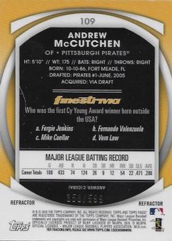 2010 Finest - Refractors #109 Andrew McCutchen Back