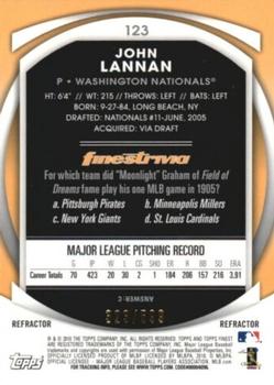 2010 Finest - Refractors #123 John Lannan Back