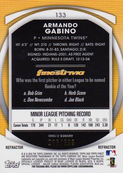 2010 Finest - Refractors #133 Armando Gabino Back