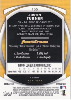 2010 Finest - Refractors #135 Justin Turner Back