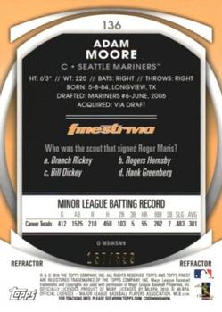 2010 Finest - Refractors #136 Adam Moore Back