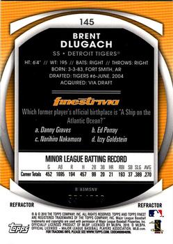 2010 Finest - Refractors #145 Brent Dlugach Back