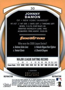 2010 Finest - Refractors Blue #30 Johnny Damon Back