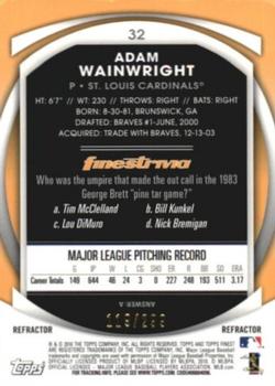 2010 Finest - Refractors Blue #32 Adam Wainwright Back