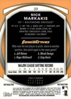 2010 Finest - Refractors Blue #39 Nick Markakis Back