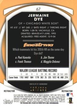 2010 Finest - Refractors Blue #67 Jermaine Dye Back