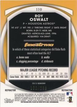 2010 Finest - Refractors Blue #119 Roy Oswalt Back