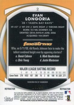 2010 Finest - Refractors Gold #2 Evan Longoria Back