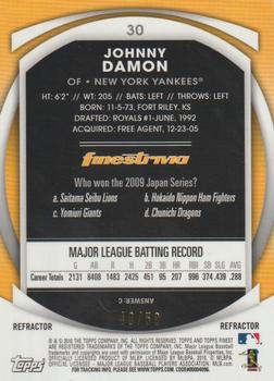 2010 Finest - Refractors Gold #30 Johnny Damon Back