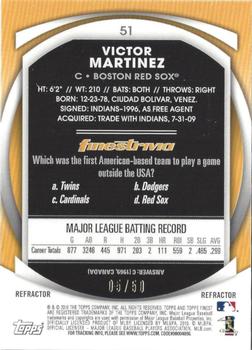 2010 Finest - Refractors Gold #51 Victor Martinez Back