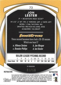 2010 Finest - Refractors Gold #73 Jon Lester Back