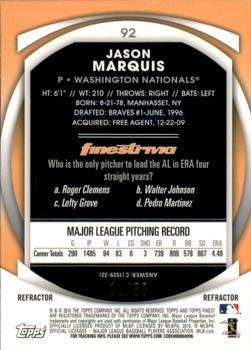 2010 Finest - Refractors Gold #92 Jason Marquis Back