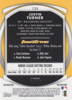 2010 Finest - Refractors Gold #135 Justin Turner Back