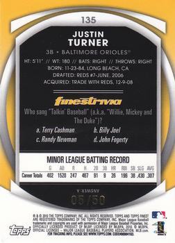2010 Finest - Rookie Logo Patch #135 Justin Turner Back