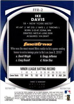2010 Finest - Rookie Redemption Blue Refractors #FFR-2 Ike Davis Back