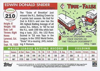 2010 Topps - The Cards Your Mom Threw Out (Original Back) #210 Duke Snider Back
