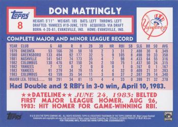 2010 Topps - The Cards Your Mom Threw Out (Original Back) #8 Don Mattingly Back