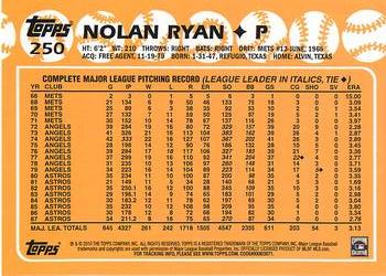 2010 Topps - The Cards Your Mom Threw Out (Original Back) #250 Nolan Ryan Back