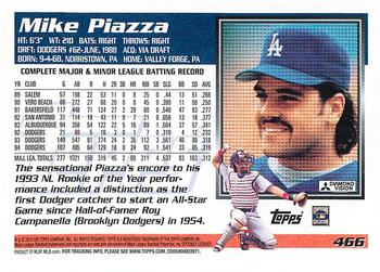 2010 Topps - The Cards Your Mom Threw Out (Original Back) #466 Mike Piazza Back