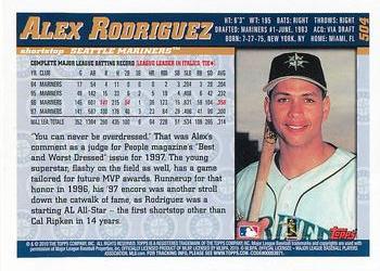 2010 Topps - The Cards Your Mom Threw Out (Original Back) #504 Alex Rodriguez Back