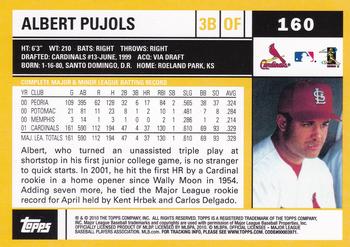 2010 Topps - The Cards Your Mom Threw Out (Original Back) #160 Albert Pujols Back