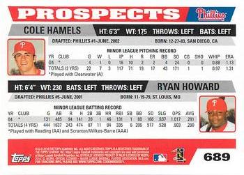 2010 Topps - The Cards Your Mom Threw Out (Original Back) #689 Ryan Howard / Cole Hamels Back