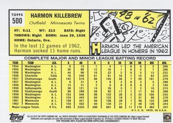 2010 Topps - The Cards Your Mom Threw Out (Original Back) #500 Harmon Killebrew Back