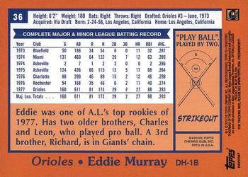 2010 Topps - The Cards Your Mom Threw Out (Original Back) #36 Eddie Murray Back