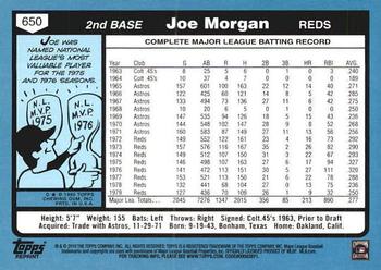 2010 Topps - The Cards Your Mom Threw Out (Original Back) #650 Joe Morgan Back