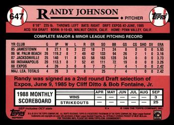 2010 Topps - The Cards Your Mom Threw Out (Original Back) #647 Randy Johnson Back