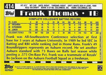 2010 Topps - The Cards Your Mom Threw Out (Original Back) #414 Frank Thomas Back